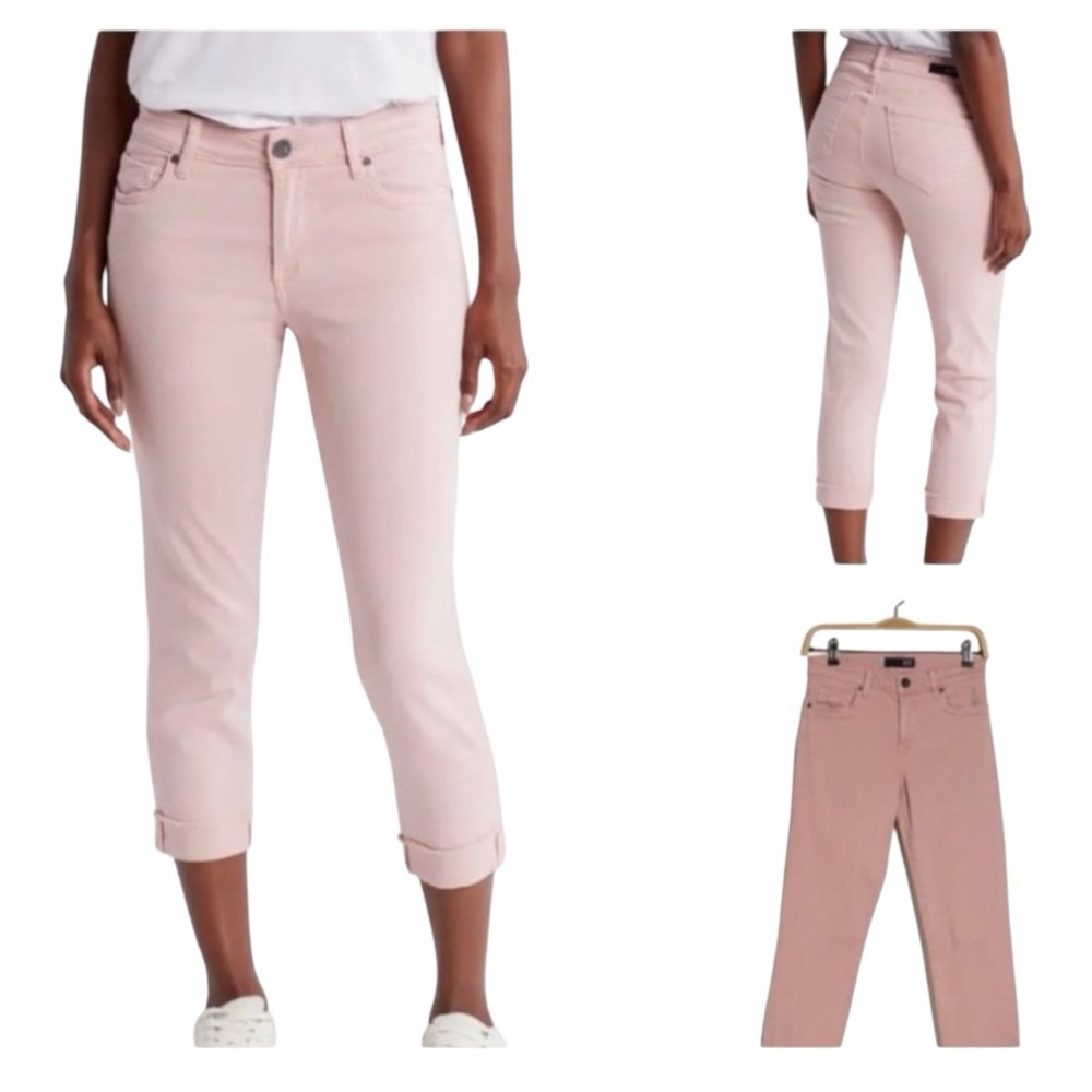 Kut from the Kloth Pink Amu Crop Straight Leg Jeans